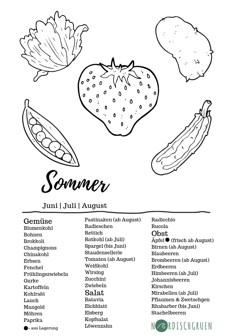 Hat das gerade Saison? Saisonkalender Obst und Gemüse (PDF): Kostenlosen Saisonkalender einfach herunterladen und ausdrucken!